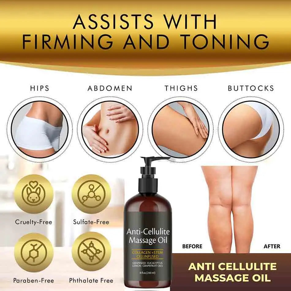 Anti Cellulite Massage Oil Infused with Collagen and Stem Cell - My Store
