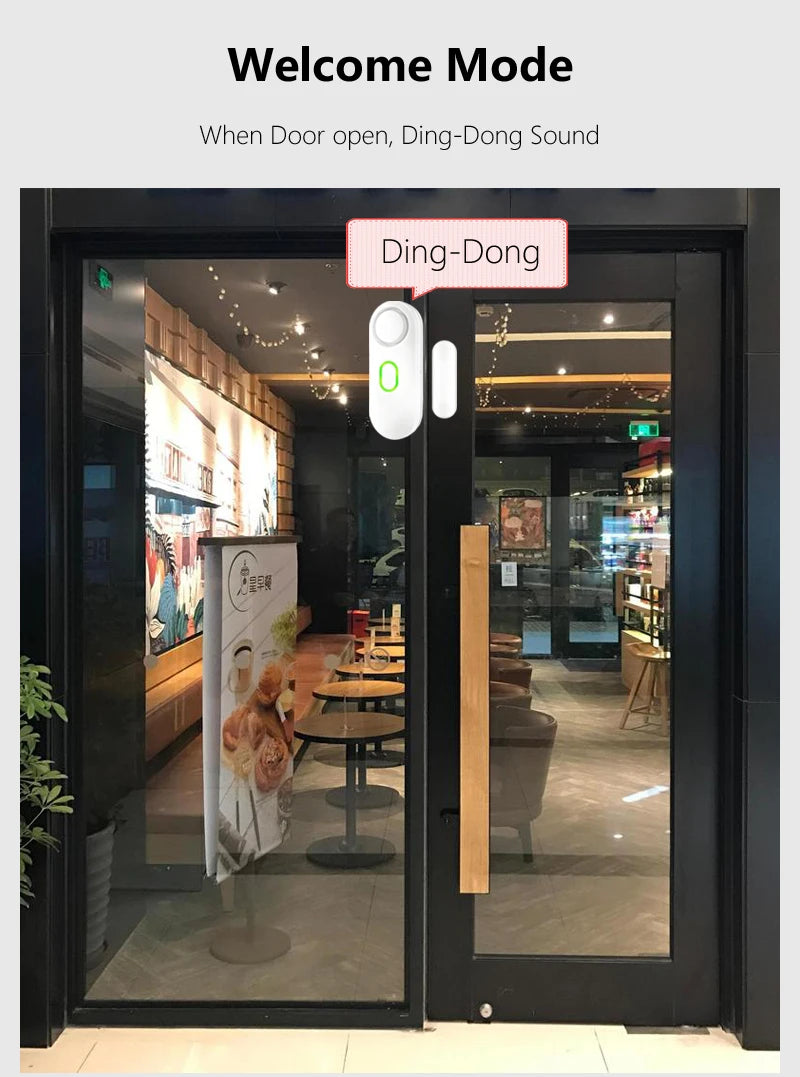 Wireless Door Window Alarm with Remote Control, 3 Modes (Welcome/Door Open/Alarm), Double-Sided Tape Mounting Installation, - My Store