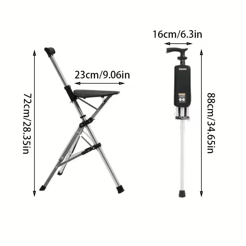 Multifunctional Premium Aluminum Alloy Foldable Cane with Seat